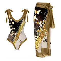 Sling Bow-tie One Piece Swimsuit and Sarong