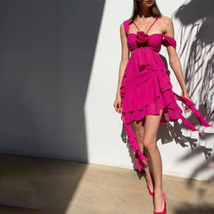 Sling Cut Out 3D Flower Dress