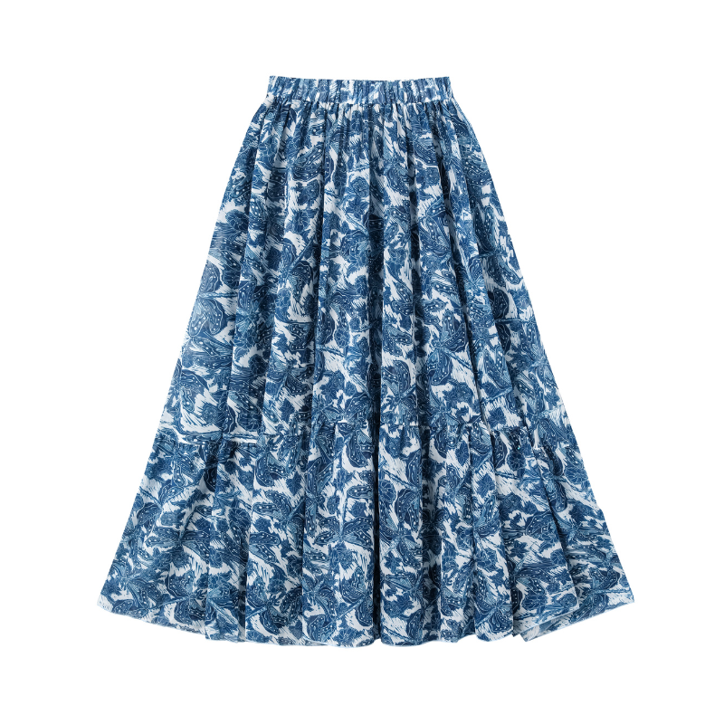 Flaxmaker Blue Dragonfly Printed Swimsuit and Skirt
