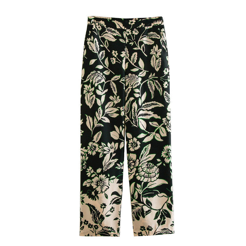 Tassel Lace Up Printed Shirt and Pants