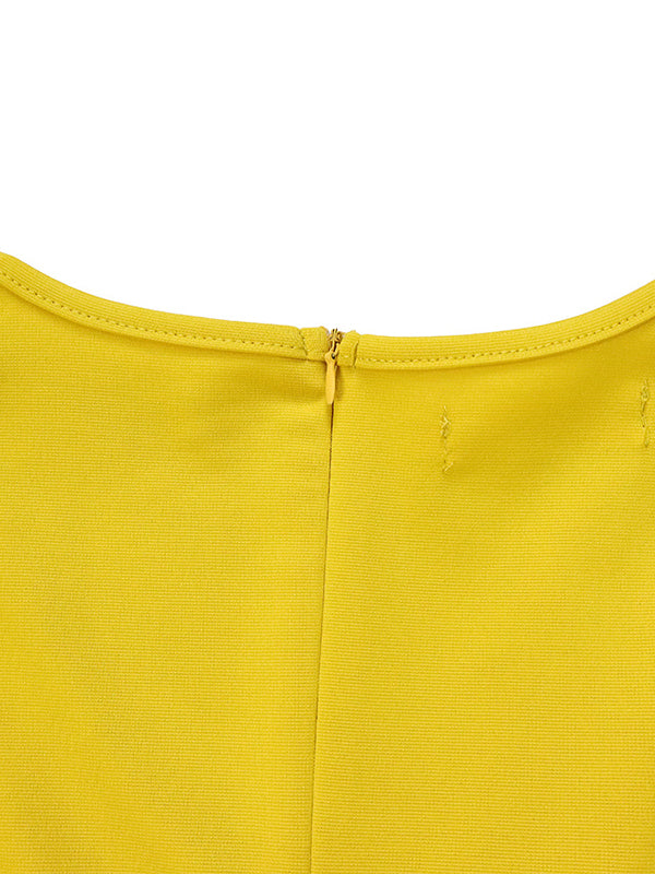 Belted Solid Color Irregular clipping Plus Size Round-neck Midi Dresses