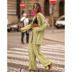 Long Sleeve Geometric Print Shirt and Bottom