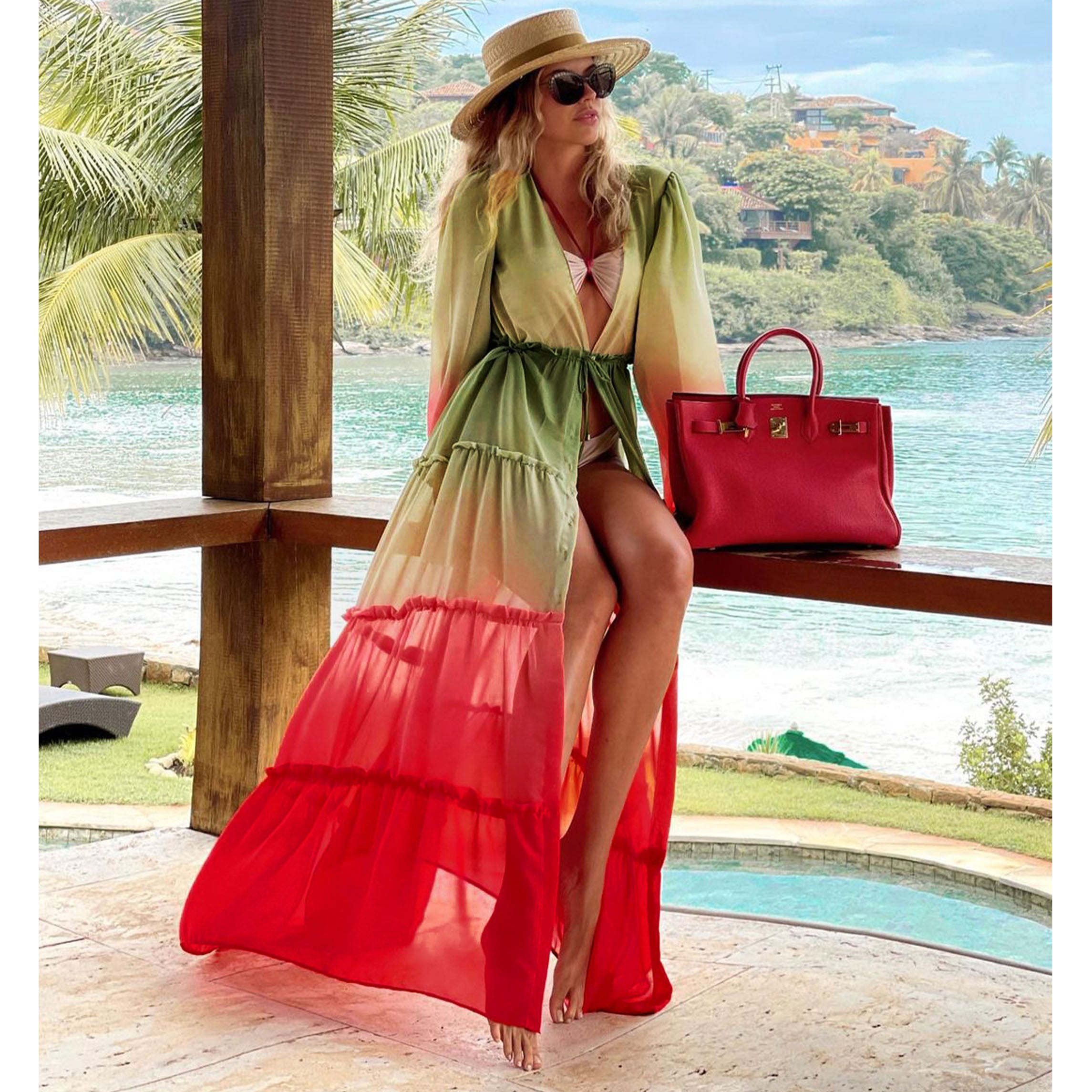 Ombre Printed Maxi Dress Cover Up Flaxmaker