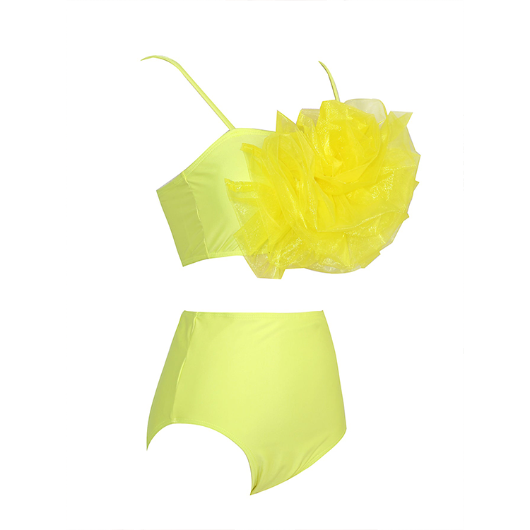 Flaxmaker 3D Flower Yellow Bikini Swimsuit