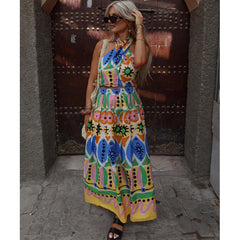 Halter Retro Printed Cami and Pants Set