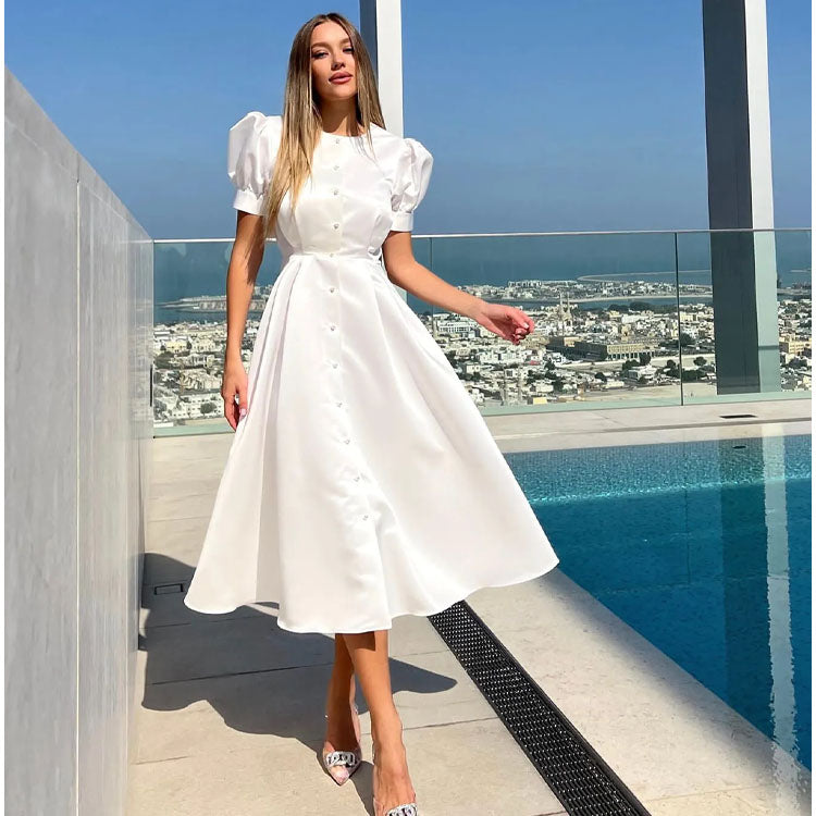 Sweet Puff Sleeve Dress