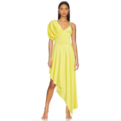 Asymmetrical Sling Solid Color One Piece Swimsuit and Skirt Flaxmaker