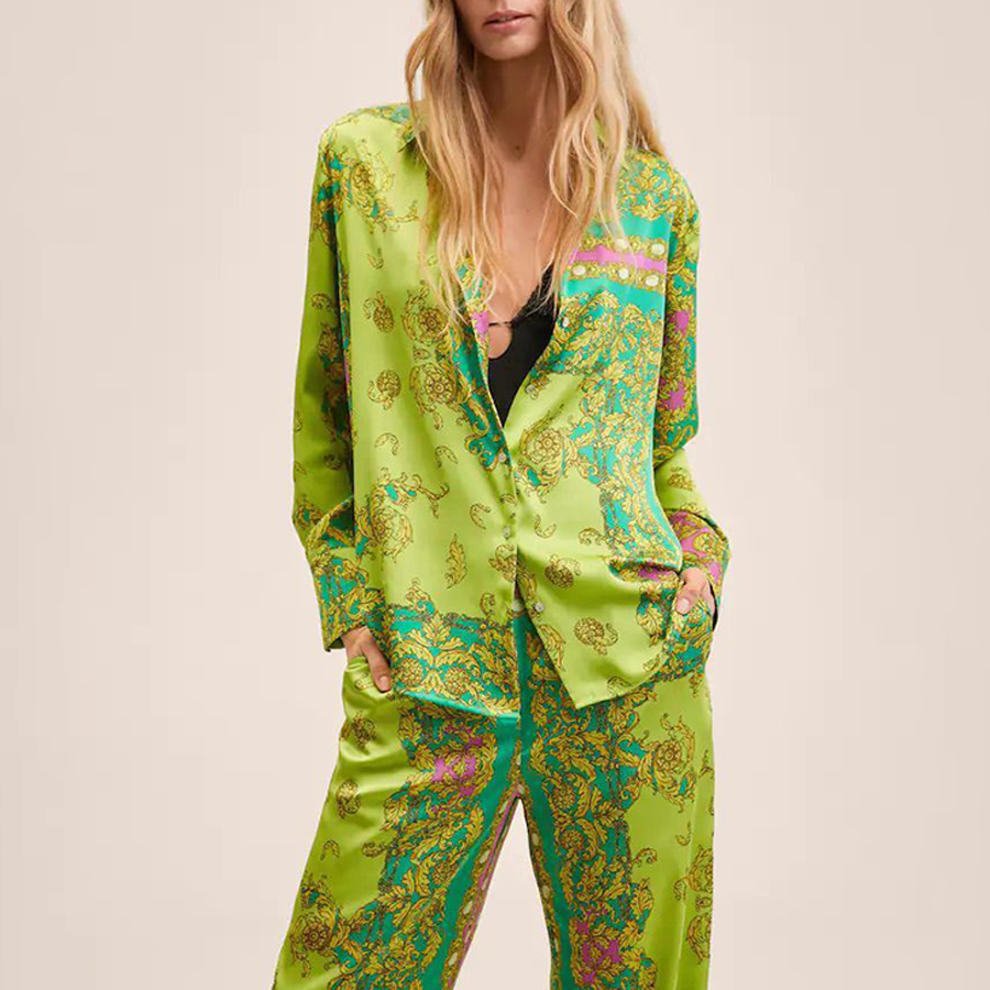 Casual Printed Two piece Shirt and Pants Set Flaxmaker