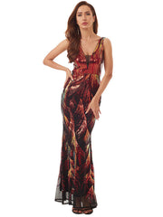 Evening  Wrap Backless Embroidered V-Neck Dress