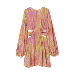 Fashion V Neck Long Sleeve Cut Out Dress