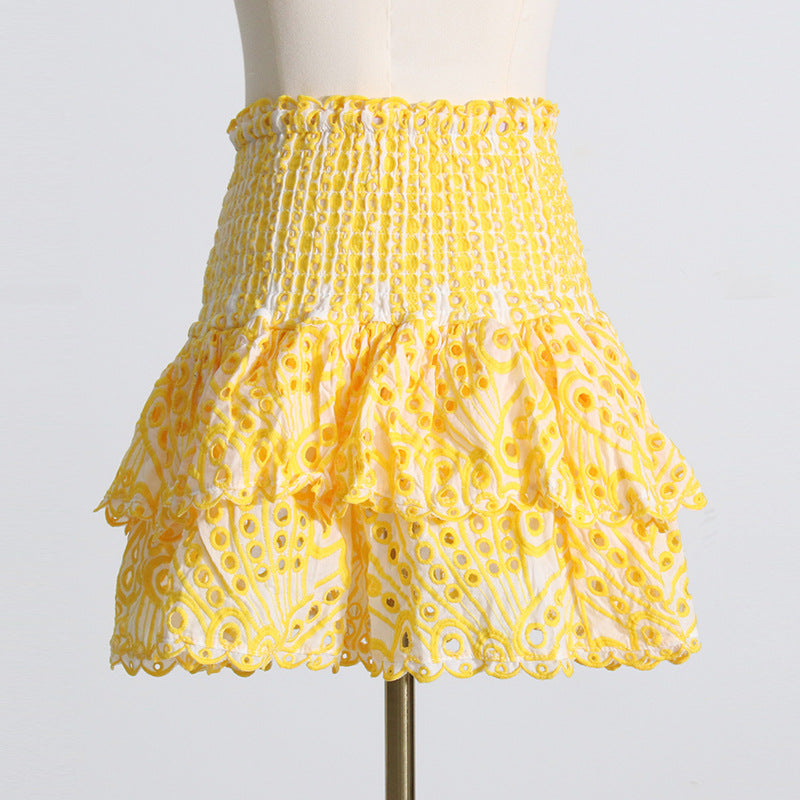 Ruffled Charmeuse Top and Skirt Set