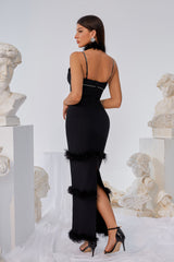 Sling Rhinestone  Feathers Dress