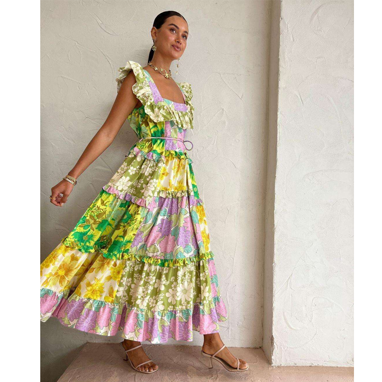 Ruffle Printed Midi Dress