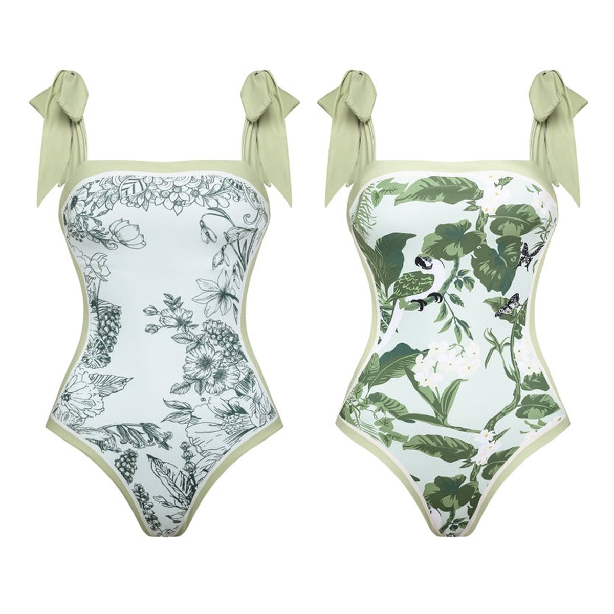 Reversible Tie-shoulder One Piece Swimsuit and Sarong Flaxmaker