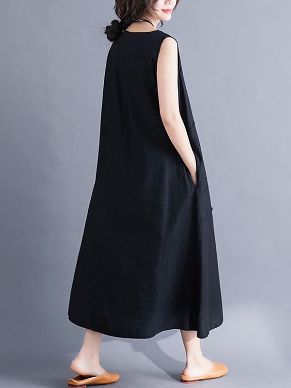 Casual Sleeveless A-line Long dress