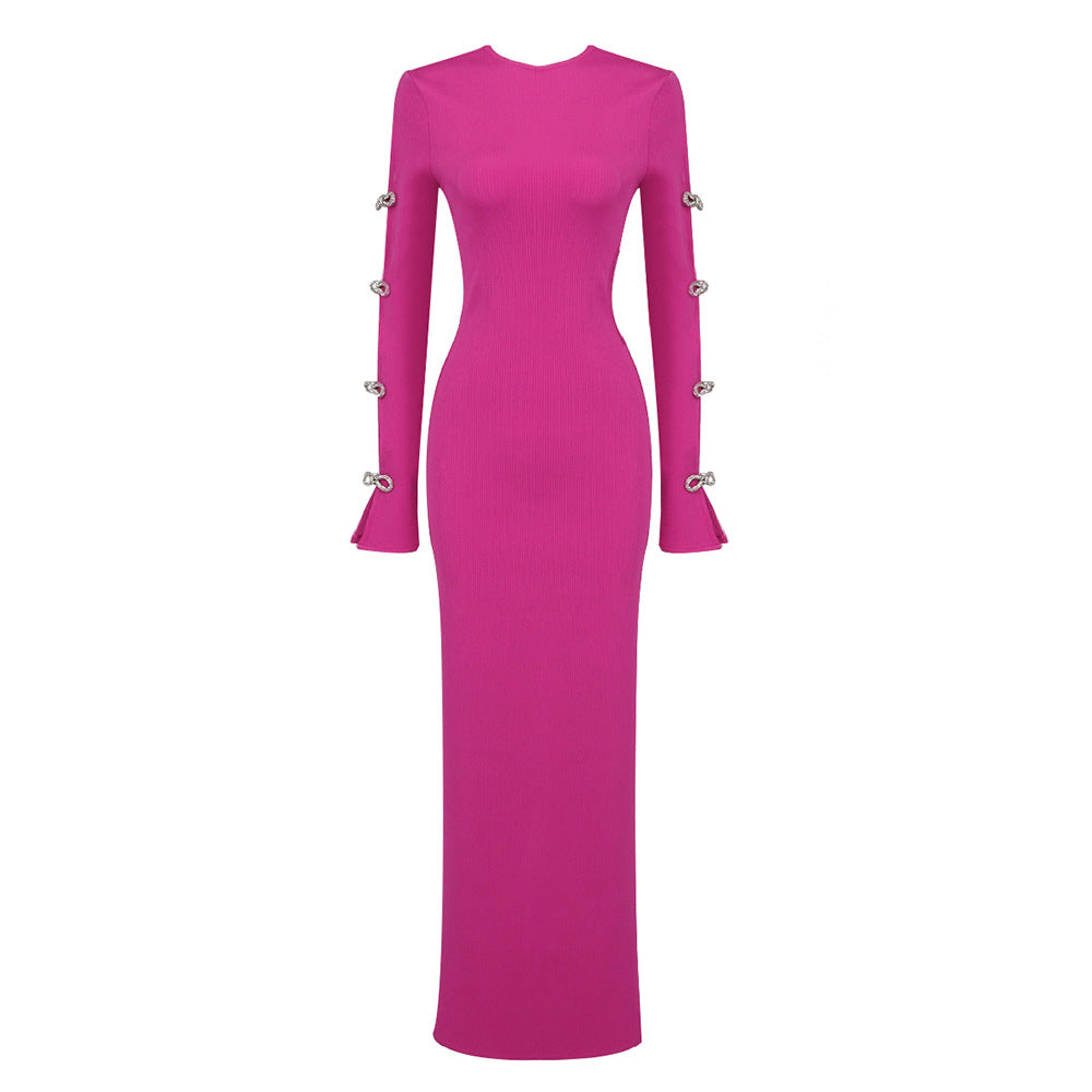 Bowknot Pink Cutout Elastic Bandage Dress