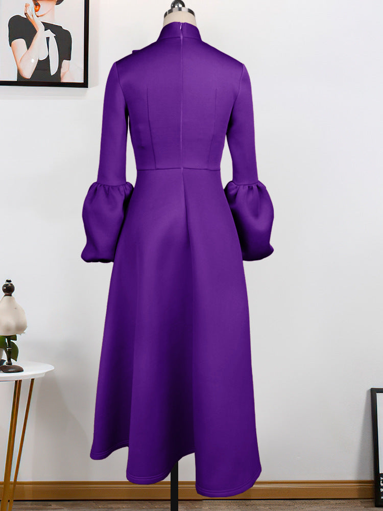 Puff sleeve Bandage Bowknot Design Dress