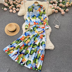 Flaxmaker Retro Printed Holiday Two Piece Set