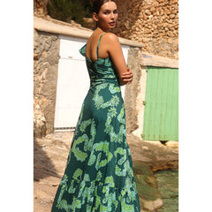 Ruffle Oblique Shoulder  Printed One Piece Swimsuit and Sarong