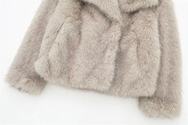 Long-sleeved  Artificial Fur Coat