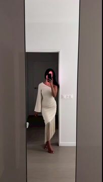 One Shoulder Halter Tassel Dress