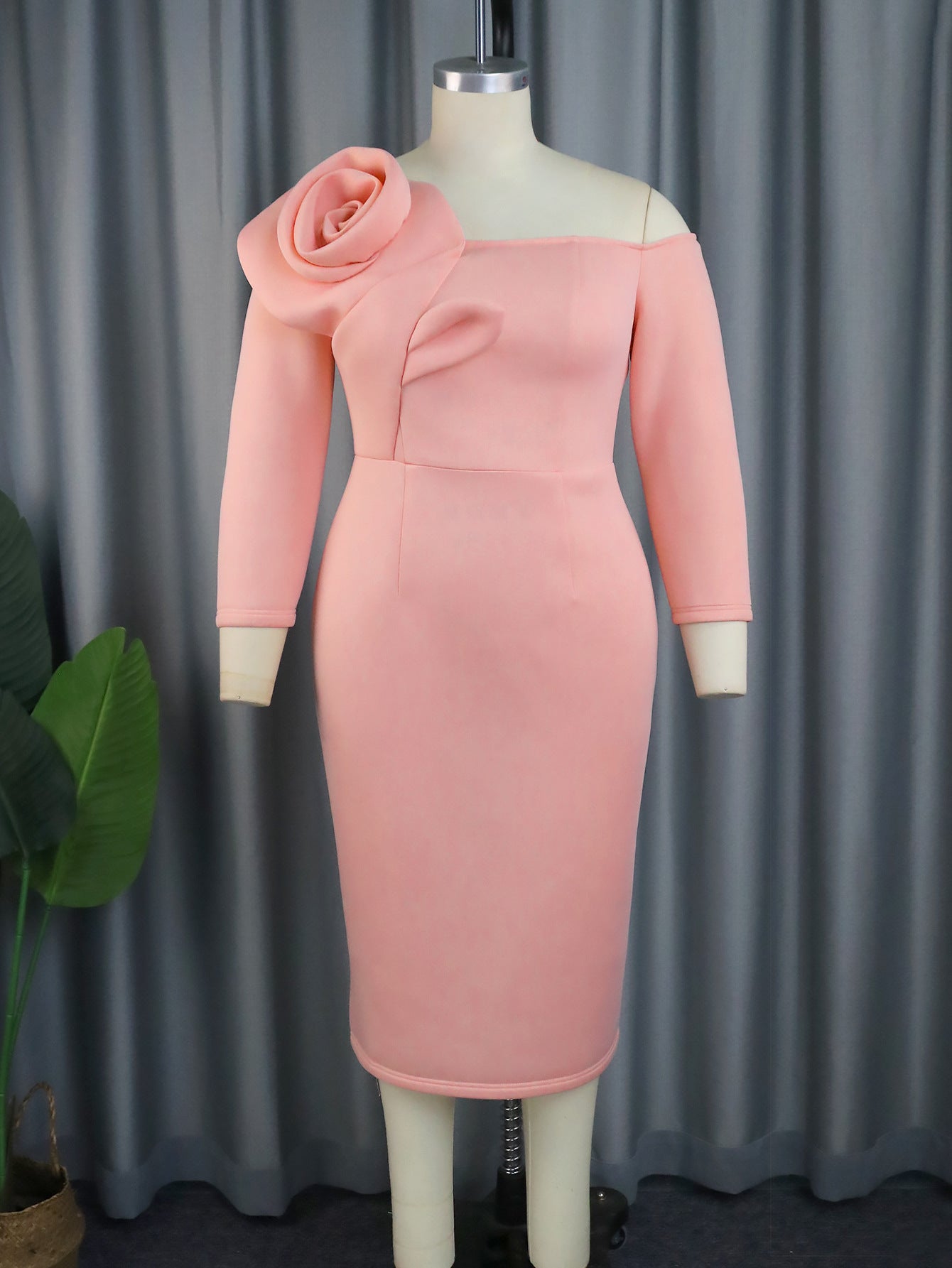 Off Shoulder 3D Flower Dress