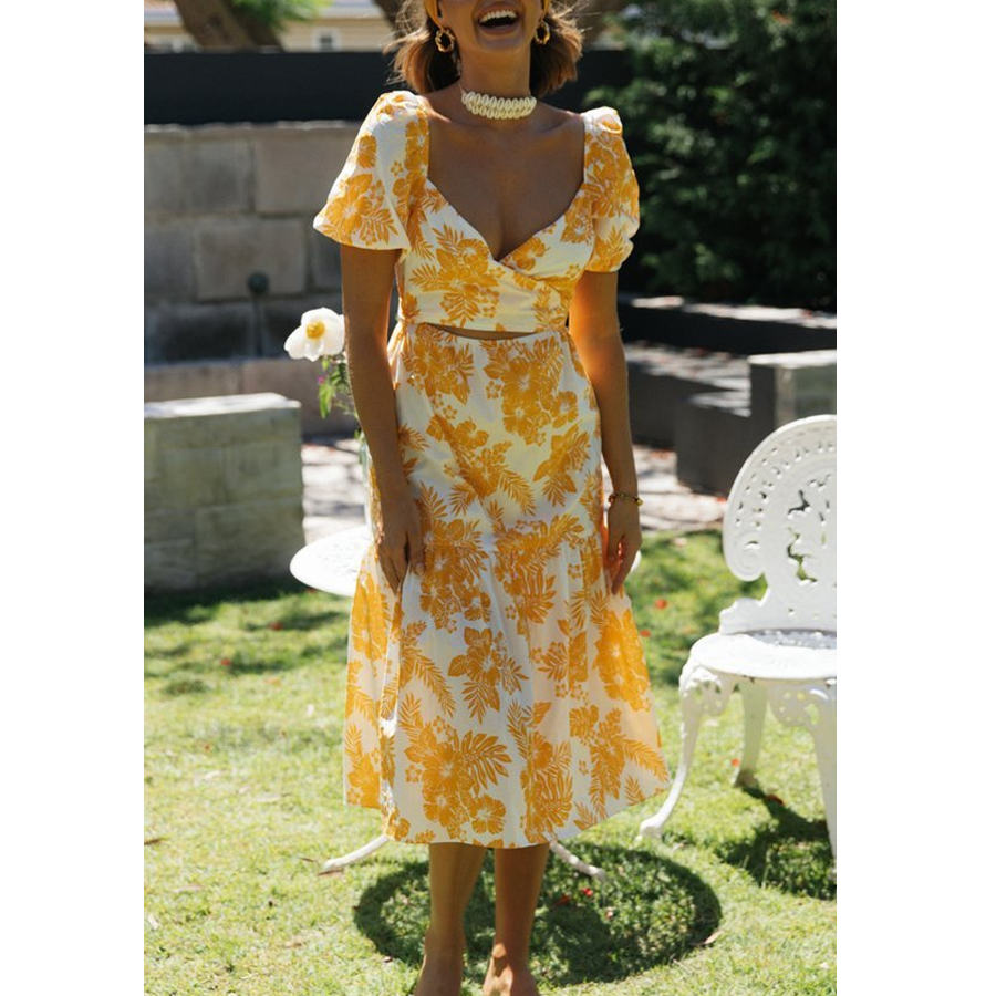 Puff Sleeve Printed Dress