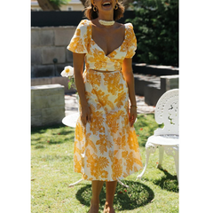 Puff Sleeve Printed Dress