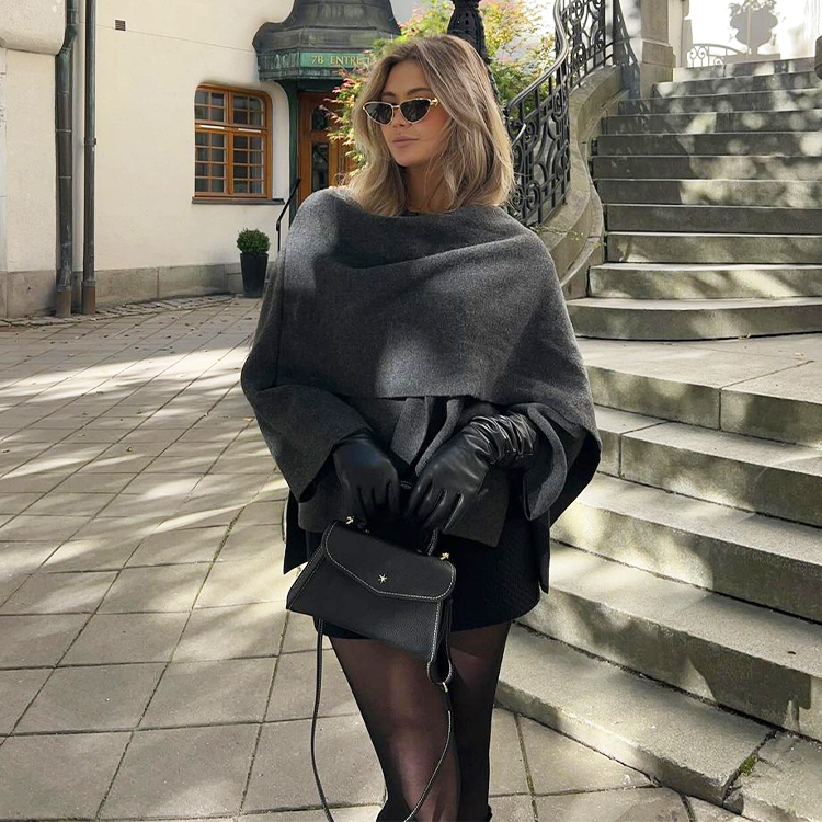 Shawl Collar Loose Cropped Woolen Coat