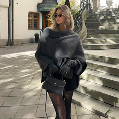 Shawl Collar Loose Cropped Woolen Coat