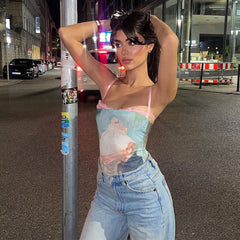 Printed Tulle Bodysuit and Dress
