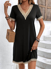 Split-Joint A-Line High Waisted V-Neck Mini Dresses