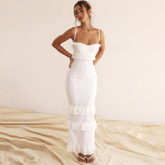 Sling Ruffles Sexy Midi Dress
