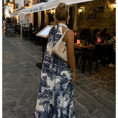 Halter Printed Off Shoulder Dress