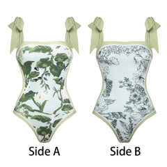 Reversible Tie-shoulder One Piece Swimsuit and Sarong Flaxmaker
