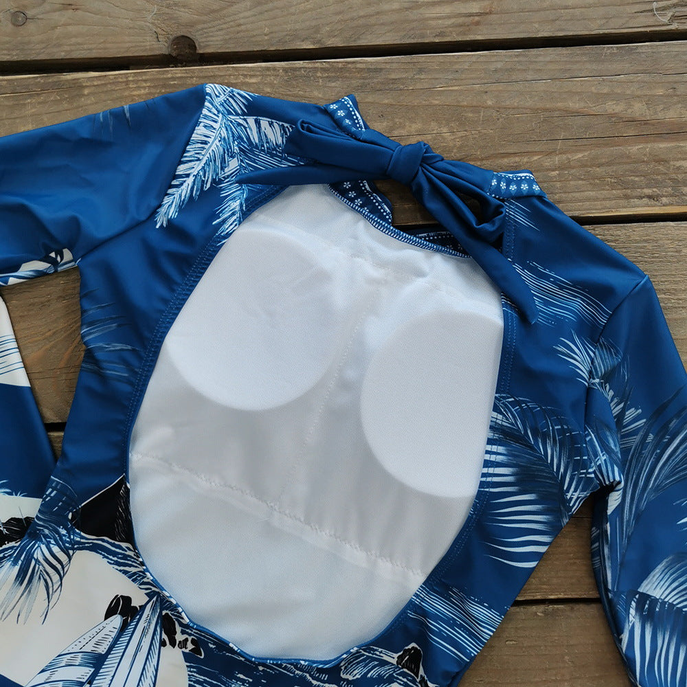 Backless Printed One Piece Swimsuit