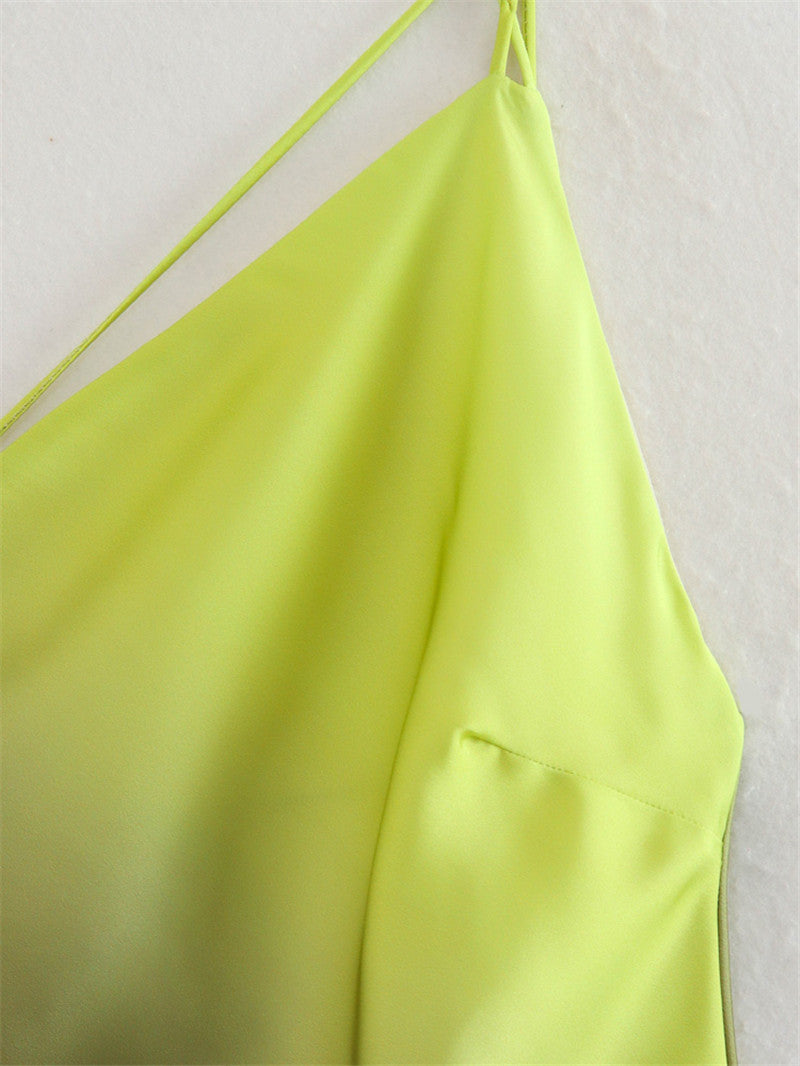 One Shoulder Ombre Printed Dress