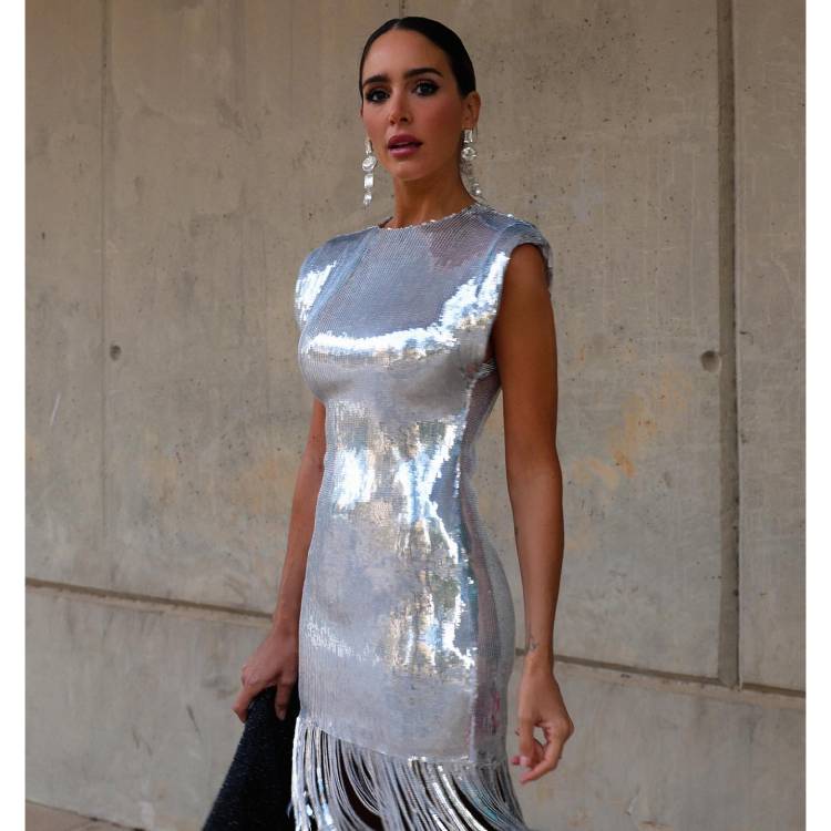 Sequin Tassel Silver Party Mini Dress