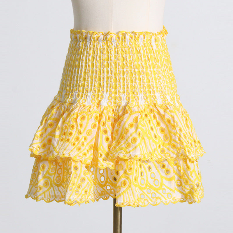 Ruffled Charmeuse Top and Skirt Set