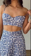 Retro Printed Cami and Skirt Set