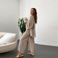 Casual Solid Color Temperament Two Piece Set