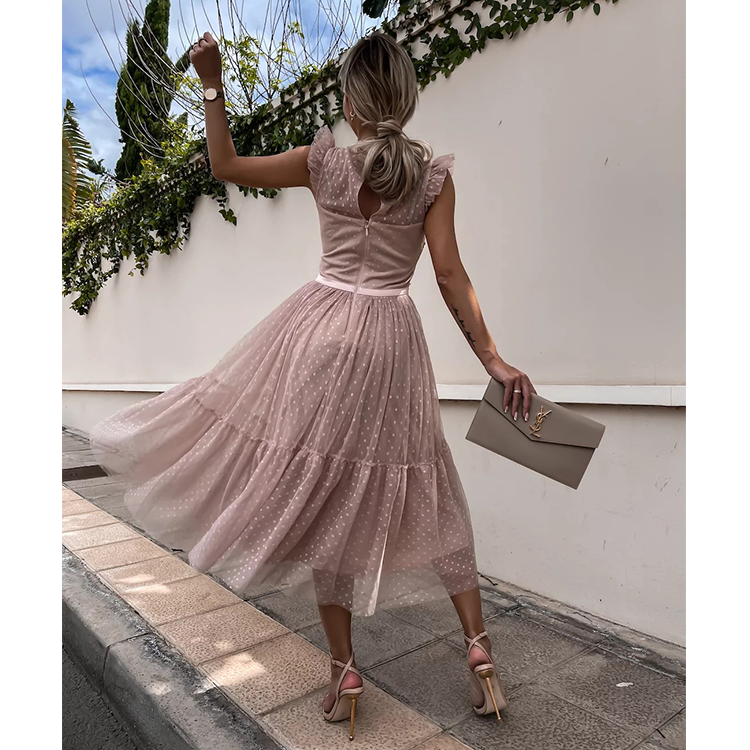 Bowknot Lace Sweet Midi Dress