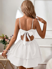 Vacation A-Line Bowknot  Mini Dress