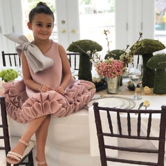 Kid Bow Sleeveless Lace Dress