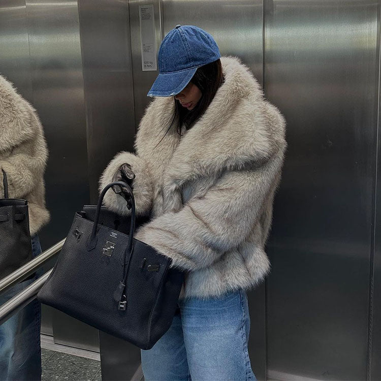 Long-sleeved  Artificial Fur Coat