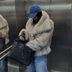 Long-sleeved  Artificial Fur Coat