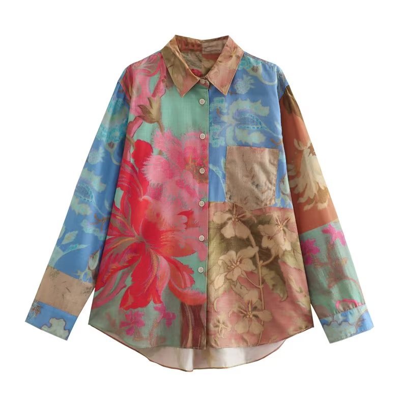 Ethnic Print Shirt and Pants Two Piece Set Flaxmaker