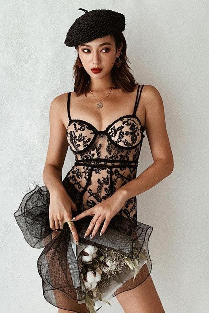 Cover Belly Lace One-Piece lingerie Bodysuit
