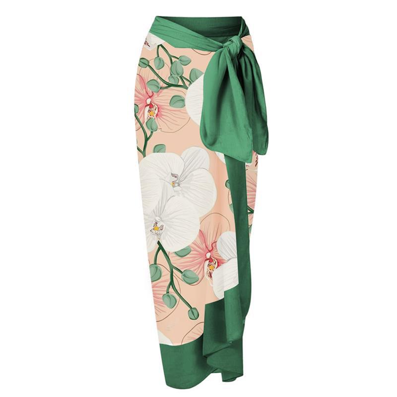 Tie-shoulder Printed One Piece Swimsuit and Sarong Flaxmaker