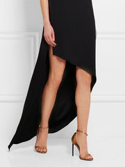 High-low Loose Asymmetric Solid Color Split-side Round-neck Maxi Dresses